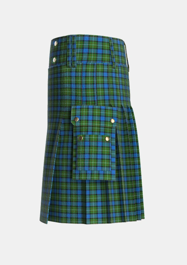 Utility_Ferguson_of_Atholl_Tartan_337_kilt_left_image_with_pleated_design_and_adjustable_buckles_for_men