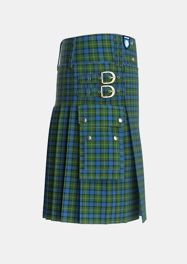 Utility_Ferguson_of_Atholl_Tartan_337_kilt_right_image_with_pleated_design_and_adjustable_buckles_for_men
