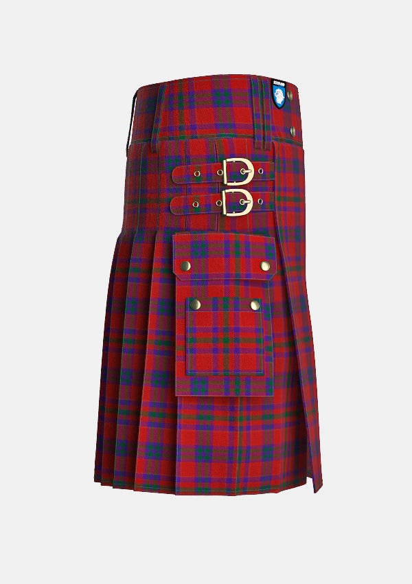 Utility_Fiddes_Tartan_121_kilt_right_image_with_pleated_design_and_adjustable_buckles_for_men