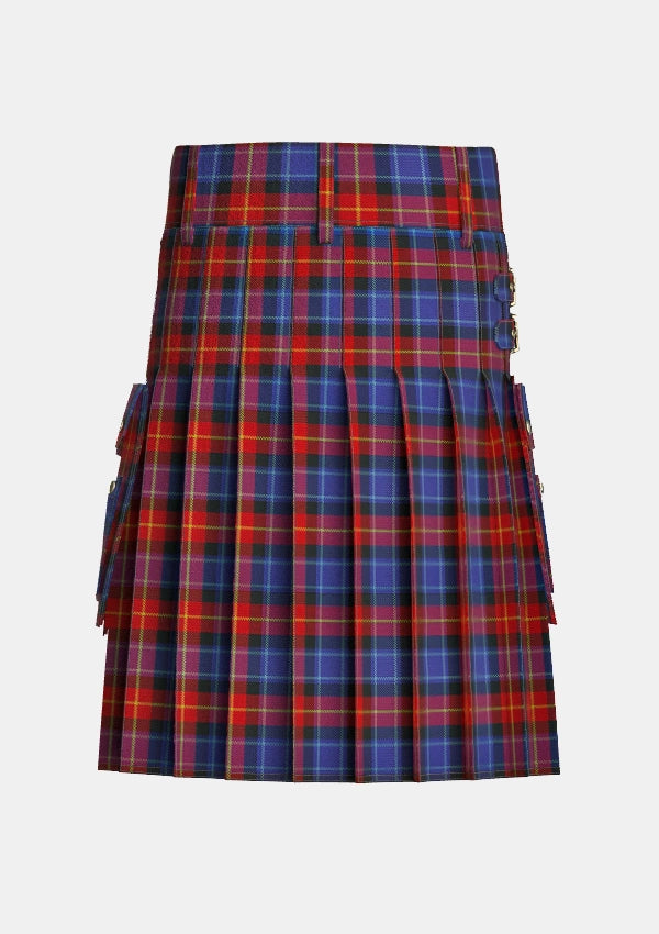 Utility_Fife_tartan_2503_kilt_back_image_with_pleated_design_and_adjustable_buckles_for_men