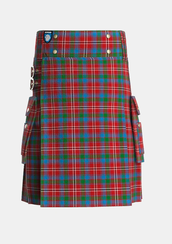 Utility_Fitzgerald_Red_Tartan_576_kilt_front_image_with_pleated_design_and_adjustable_buckles_for_men