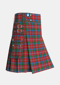Utility_Fitzgerald_Red_Tartan_576_kilt_side_image_with_pleated_design_and_adjustable_buckles_for_men