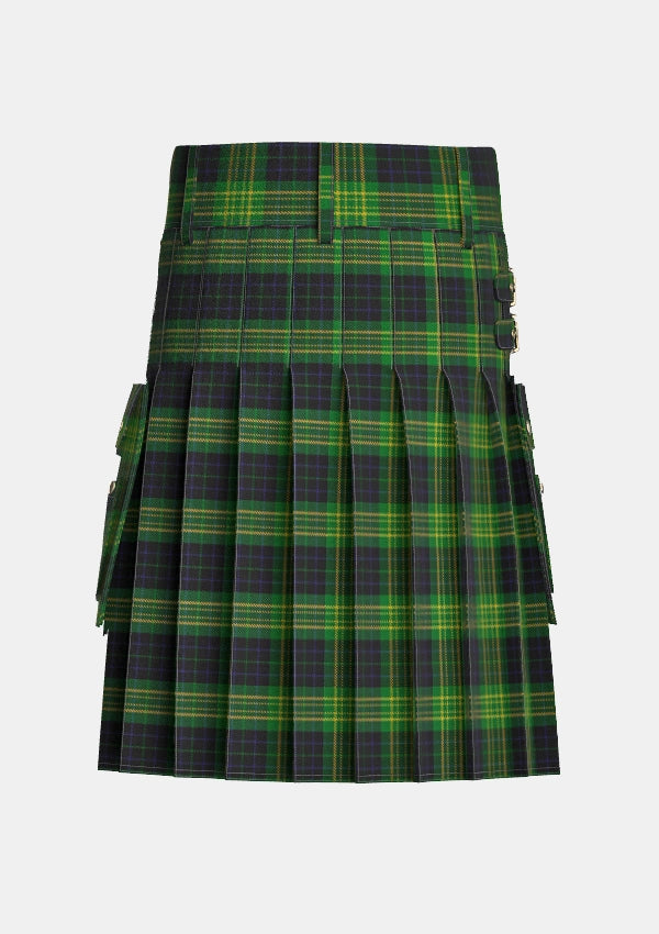 Utility_Fitzpatrick_Hunting_Tartan_kilt_back_image_with_pleated_design_and_adjustable_buckles_for_men