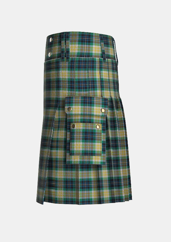 Utility_Fitzpatrick_Tartan_1813_kilt_left_image_with_pleated_design_and_adjustable_buckles_for_men