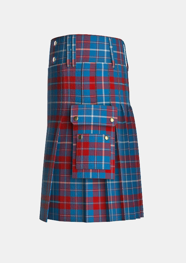 Utility_Frame_Tartan_1777_kilt_left_image_with_pleated_design_and_adjustable_buckles_for_men