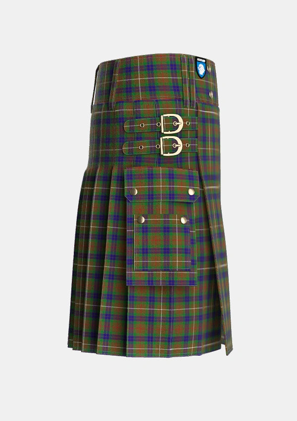 Utility_Fraser_Hunting_1_Tartan_1659_kilt_right_image_with_pleated_design_and_adjustable_buckles_for_men