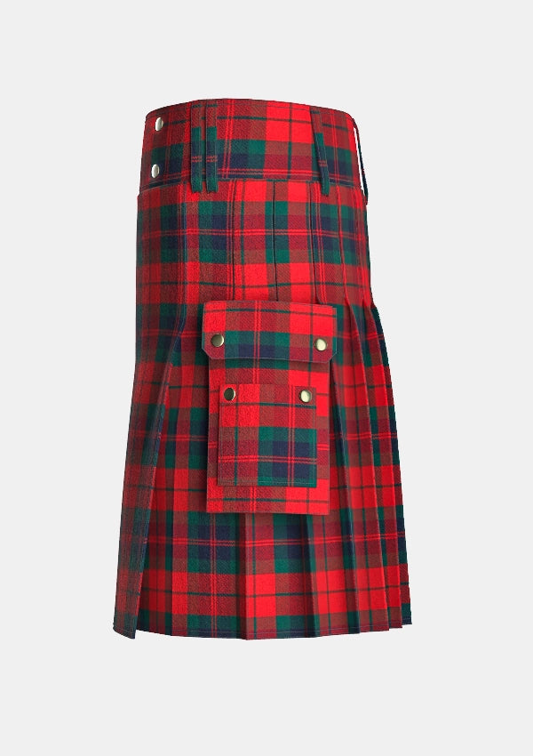Utility_Fraser_Tartan_kilt_left_image_with_pleated_design_and_adjustable_buckles_for_men