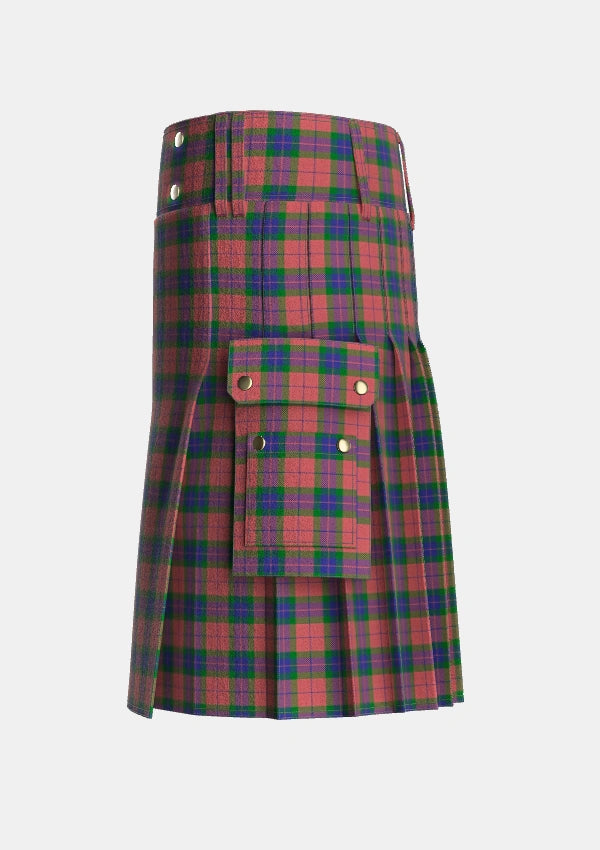 Utility_Fraser_of_Boblainy_Hugh_Tartan_2528_kilt_left_image_with_pleated_design_and_adjustable_buckles_for_men
