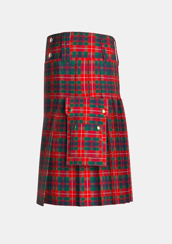 Utility_Fraser_of_Lovat_tartan_391_kilt_left_image_with_pleated_design_and_adjustable_buckles_for_men