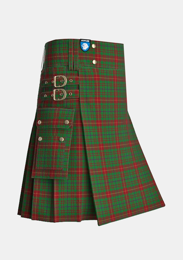 Utility_Fulton_Tartan_2205_kilt_side_image_with_pleated_design_and_adjustable_buckles_for_men