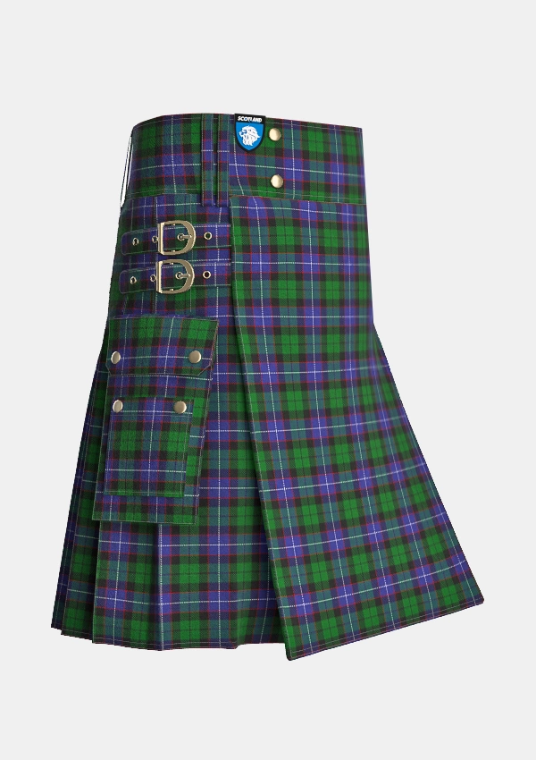 Utility_Galbraith_Tartan_3176_kilt_side_image_with_pleated_design_and_adjustable_buckles_for_men