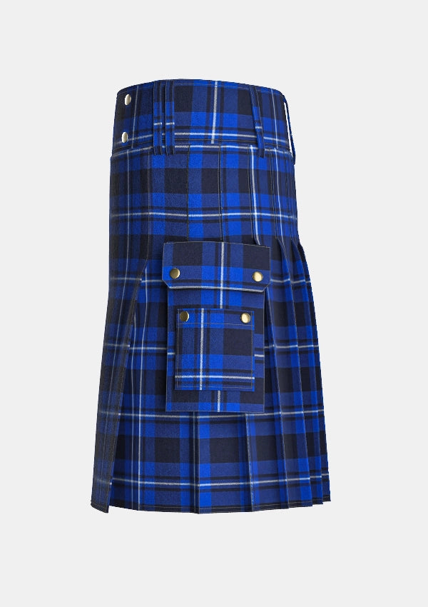 Utility_Gallaecia_National_Tartan_kilt_left_image_with_pleated_design_and_adjustable_buckles_for_men