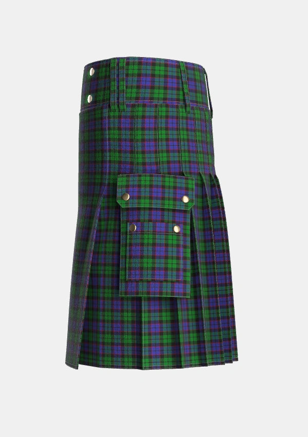 Utility_Gallamore_Tartan_6049_kilt_left_image_with_pleated_design_and_adjustable_buckles_for_men