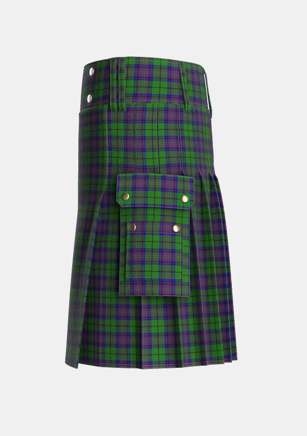 Utility_Gary_Garry_Personal_Tartan_4189_kilt_left_image_with_pleated_design_and_adjustable_buckles_for_men