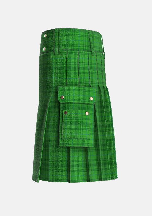 Utility_Gates_Hunting_Tartan_6263_kilt_left_image_with_pleated_design_and_adjustable_buckles_for_men