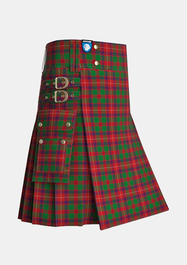 Utility_Geddes_tartan_4969_kilt_side_image_with_pleated_design_and_adjustable_buckles_for_men
