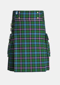Utility_Gemmell_Tartan_4125_kilt_front_image_with_pleated_design_and_adjustable_buckles_for_men