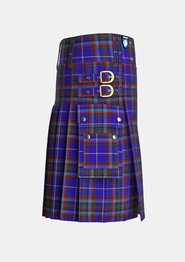 Utility_Gemmell_of_Dumfries_Galloway_Tartan_3898_kilt_right_image_with_pleated_design_and_adjustable_buckles_for_men