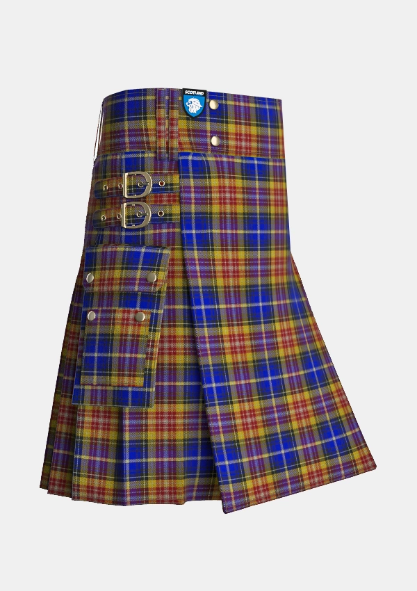 Utility_German_Tartan_3190_kilt_side_image_with_pleated_design_and_adjustable_buckles_for_men