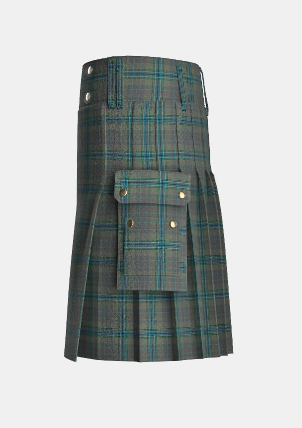 Utility_Giants_Causeway_Tartan_10430_kilt_left_image_with_pleated_design_and_adjustable_buckles_for_men