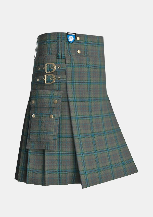 Utility_Giants_Causeway_Tartan_10430_kilt_side_image_with_pleated_design_and_adjustable_buckles_for_men