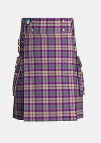 Utility_Gigha_Lilac_Tartan_7582_kilt_front_image_with_pleated_design_and_adjustable_buckles_for_men