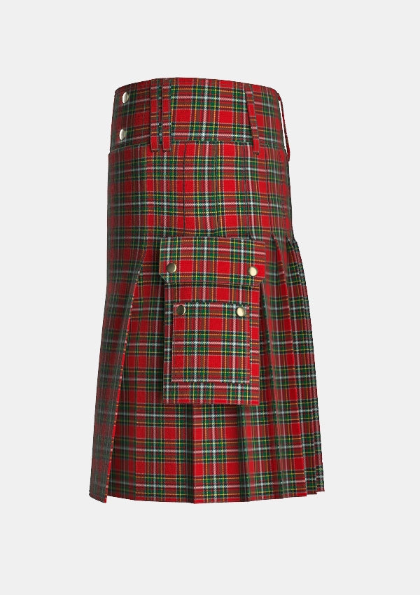 Utility_Gillespie_Tartan_1361_kilt_left_image_with_pleated_design_and_adjustable_buckles_for_men