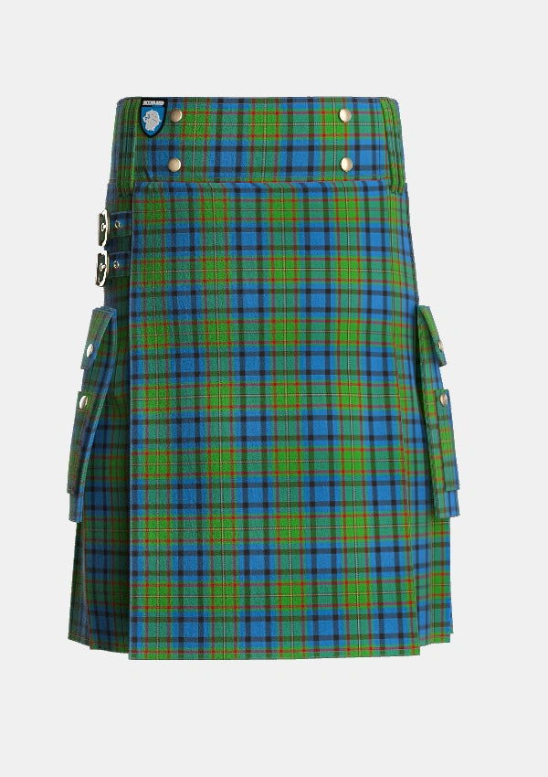 Utility_Gillies_2_Tartan_309_kilt_front_image_with_pleated_design_and_adjustable_buckles_for_men