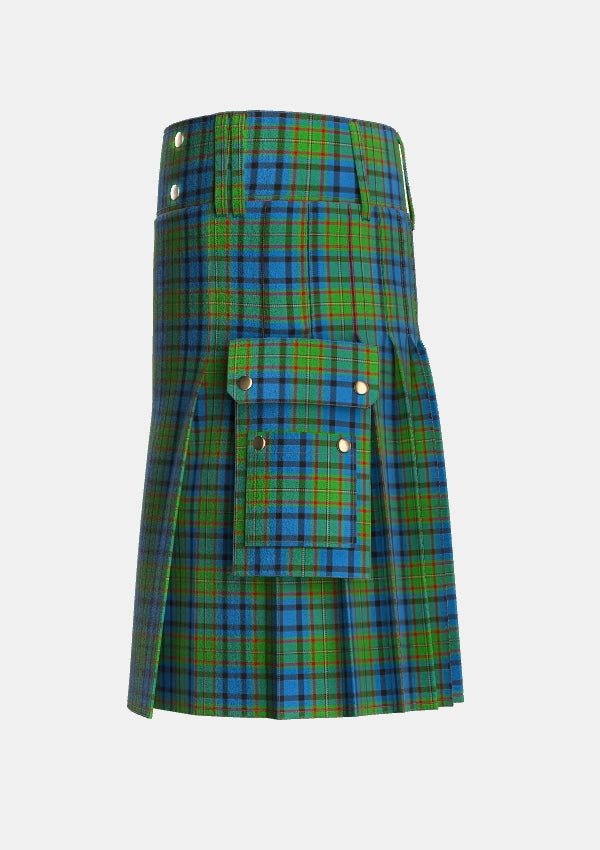 Utility_Gillies_2_Tartan_309_kilt_left_image_with_pleated_design_and_adjustable_buckles_for_men
