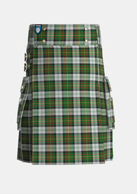Utility_Gillies_Dress_Green_Tartan_638_kilt_front_image_with_pleated_design_and_adjustable_buckles_for_men