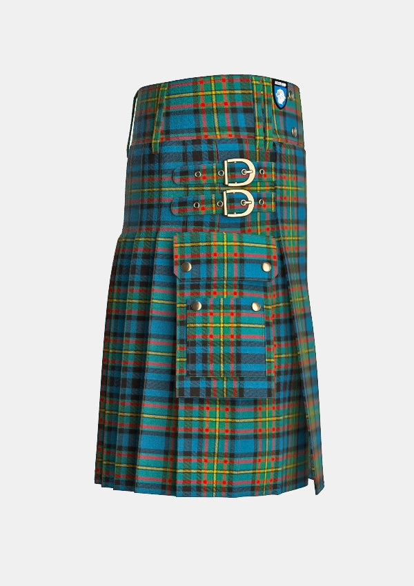 Utility_Gillies_tartan_324_kilt_right_image_with_pleated_design_and_adjustable_buckles_for_men