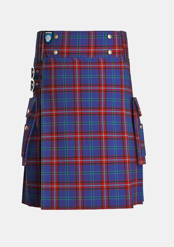 Utility_Glenn_Tartan_5930_kilt_front_image_with_pleated_design_and_adjustable_buckles_for_men