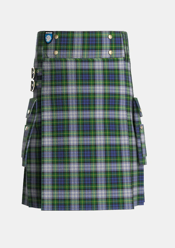 Utility_Gordon_Dress_1_Tartan_3594_kilt_front_image_with_pleated_design_and_adjustable_buckles_for_men