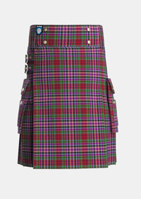 Utility_Gordon_Red_Tartan_652_kilt_front_image_with_pleated_design_and_adjustable_buckles_for_men