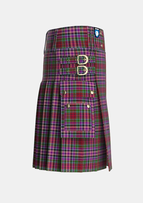 Utility_Gordon_Red_Tartan_652_kilt_right_image_with_pleated_design_and_adjustable_buckles_for_men