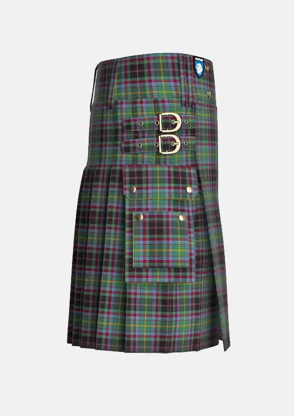 Utility_Gordonstoun_Tartan_362_kilt_right_image_with_pleated_design_and_adjustable_buckles_for_men