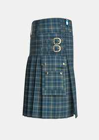Utility_Gorman_Blue_Tartan_10390_kilt_right_image_with_pleated_design_and_adjustable_buckles_for_men
