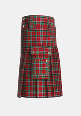 Utility_Graham_Red_Tartan_5090_kilt_left_image_with_pleated_design_and_adjustable_buckles_for_men