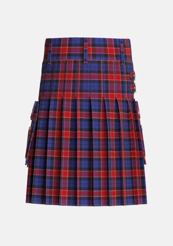 Utility_Graham_of_Menteith_Red_Tartan_1053_kilt_back_image_with_pleated_design_and_adjustable_buckles_for_men