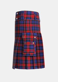 Utility_Graham_of_Menteith_Red_Tartan_1053_kilt_left_image_with_pleated_design_and_adjustable_buckles_for_men