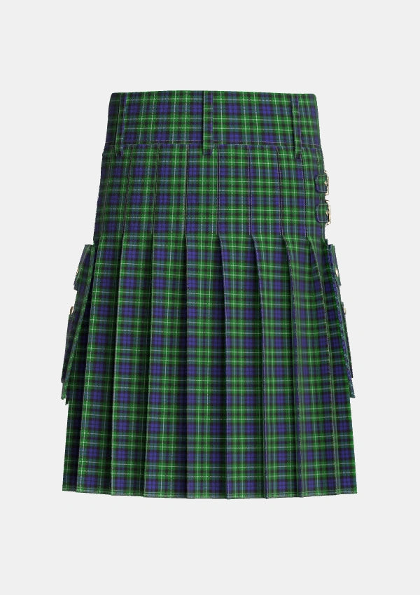 Utility_Graham_of_Montrose_2_Tartan_1044_kilt_back_image_with_pleated_design_and_adjustable_buckles_for_men