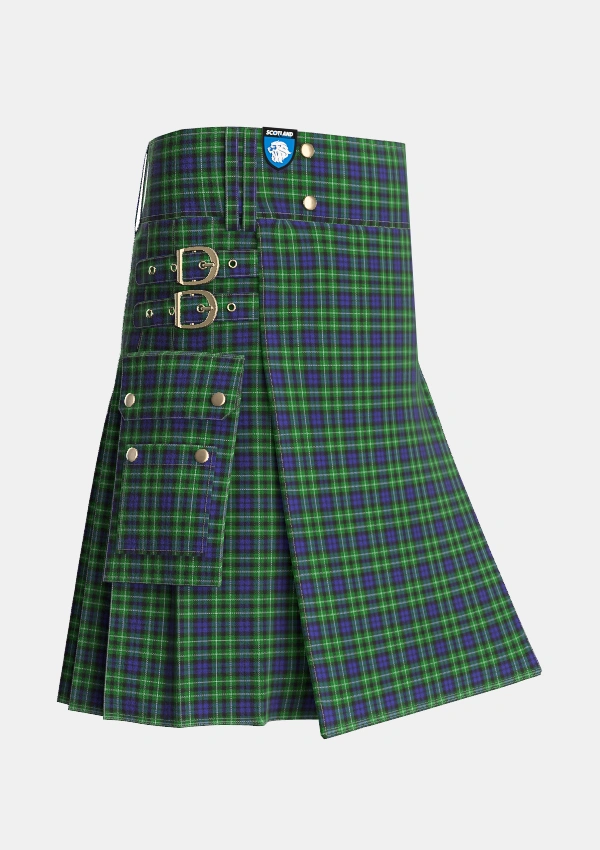 Utility_Graham_of_Montrose_2_Tartan_1044_kilt_side_image_with_pleated_design_and_adjustable_buckles_for_men