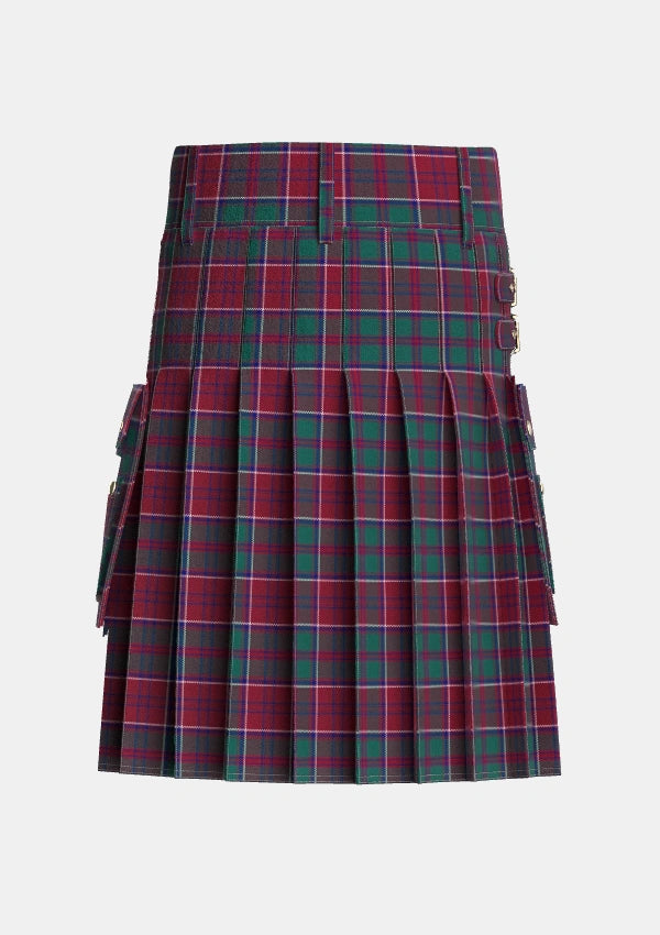Utility_Grant_of_Glenmoriston_Tartan_2887_kilt_back_image_with_pleated_design_and_adjustable_buckles_for_men