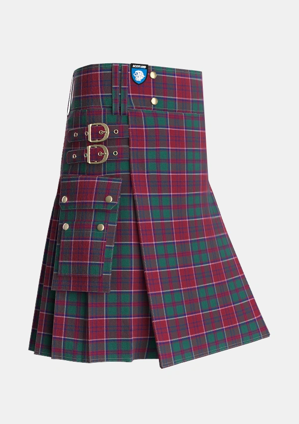 Utility_Grant_of_Glenmoriston_Tartan_2887_kilt_side_image_with_pleated_design_and_adjustable_buckles_for_men