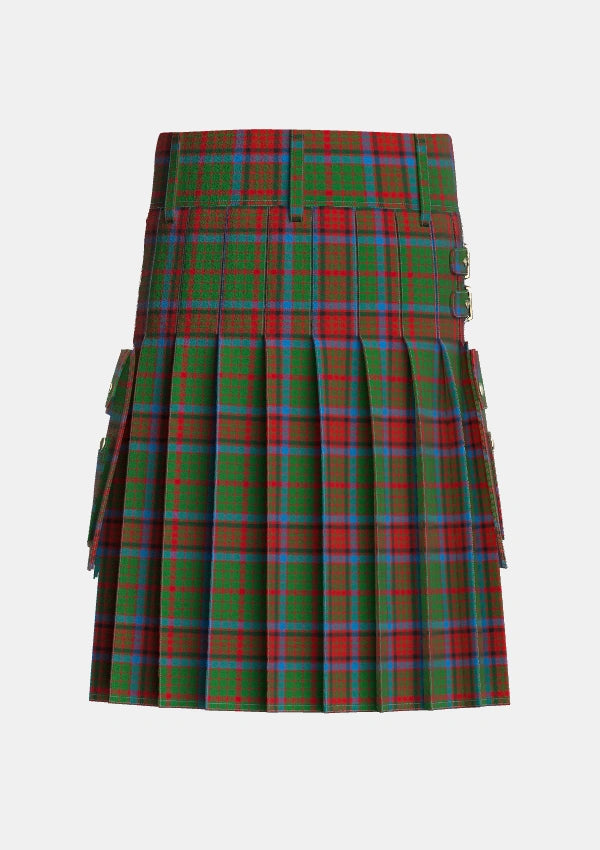 Utility_Grant_of_Monymusk_Tartan_1497_kilt_back_image_with_pleated_design_and_adjustable_buckles_for_men