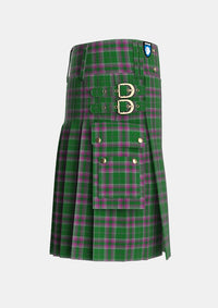 Utility_Gray_Hunting_Tartan_1079_kilt_right_image_with_pleated_design_and_adjustable_buckles_for_men