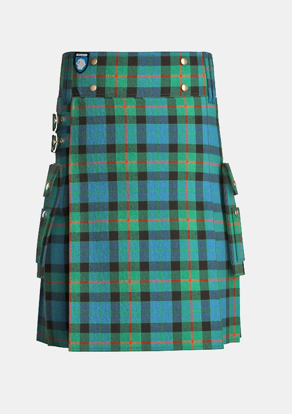Utility_Gunn_Tartan_kilt_front_image_with_pleated_design_and_adjustable_buckles_for_men