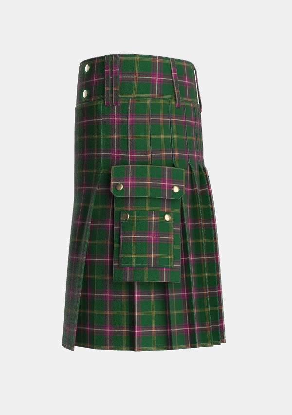 Utility_Hall_from_Springbrook_and_Newtown_Personal_Tartan_2619_kilt_left_image_with_pleated_design_and_adjustable_buckles_for_men