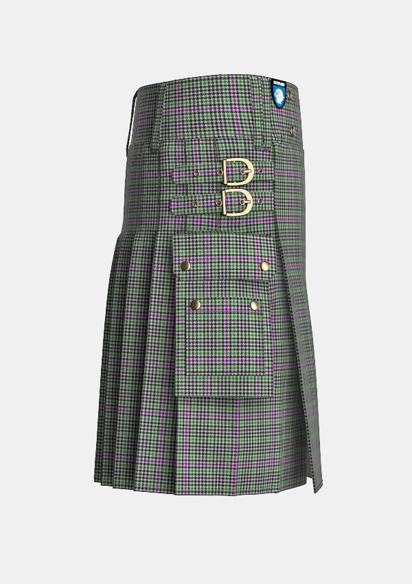 Utility_Halliday_Tartan_7552_kilt_right_image_with_pleated_design_and_adjustable_buckles_for_men