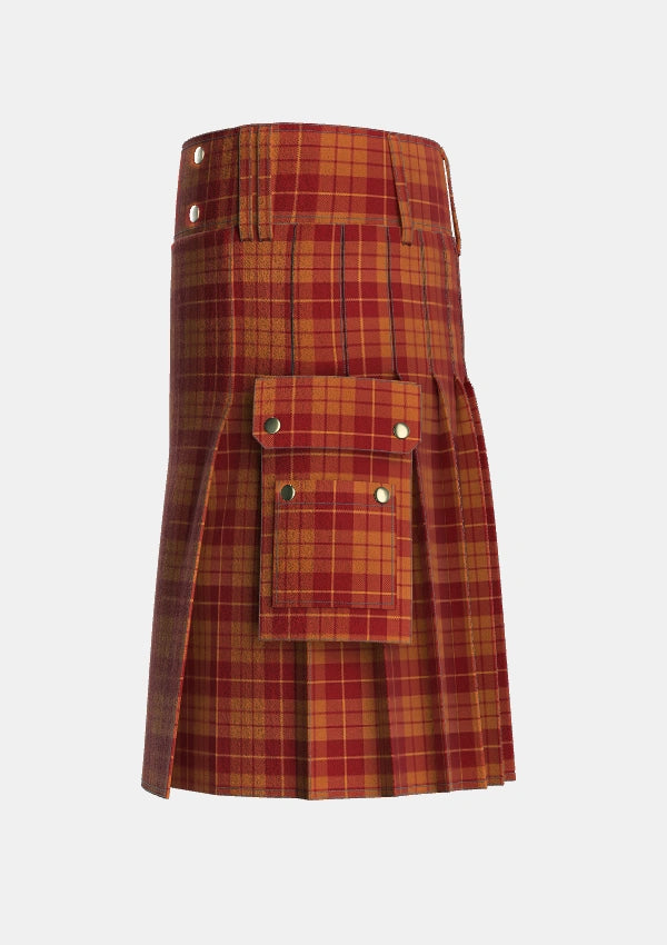 Utility_Hamilton_Red_Tartan_4043_kilt_left_image_with_pleated_design_and_adjustable_buckles_for_men
